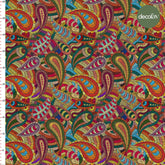Colorful Embroidery Effect Paisley Patterned Digital Printed Fabric